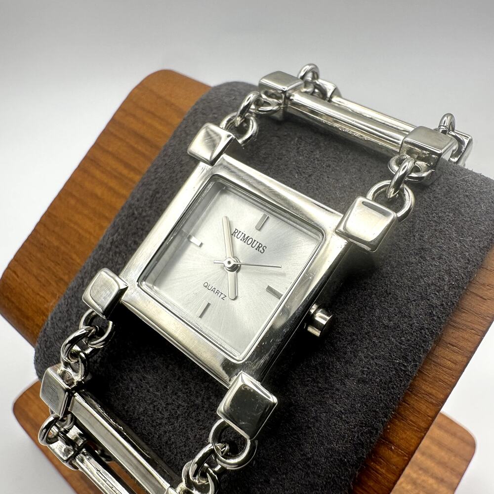 Rumours Women's Silver-Tone Square Dial Quartz Bracelet Watch